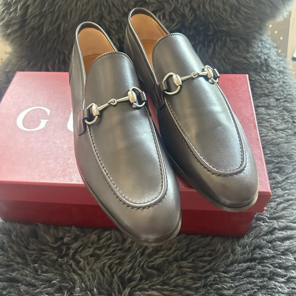 Men's Brown Leather Bit Loafers - Classic Slip-On Dress Shoes